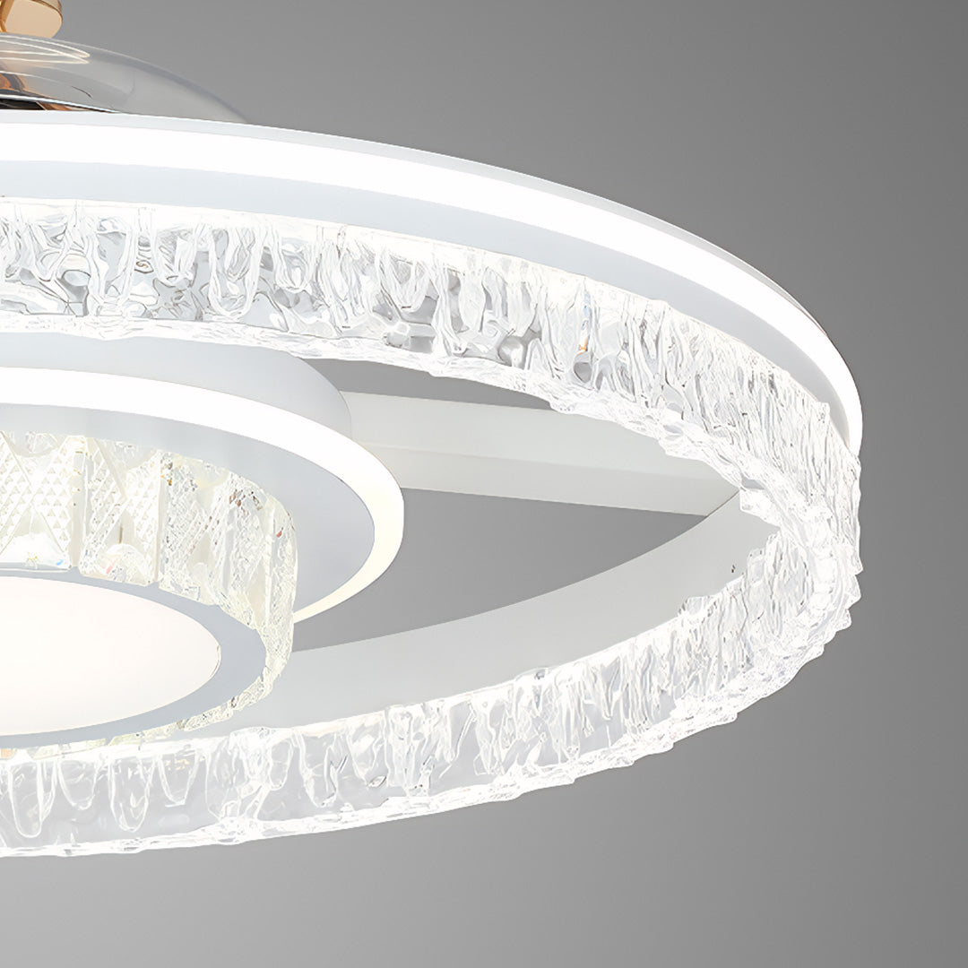 Ceiling Fan with Round Light White Aluminum Body Nordic Luxury Lamp