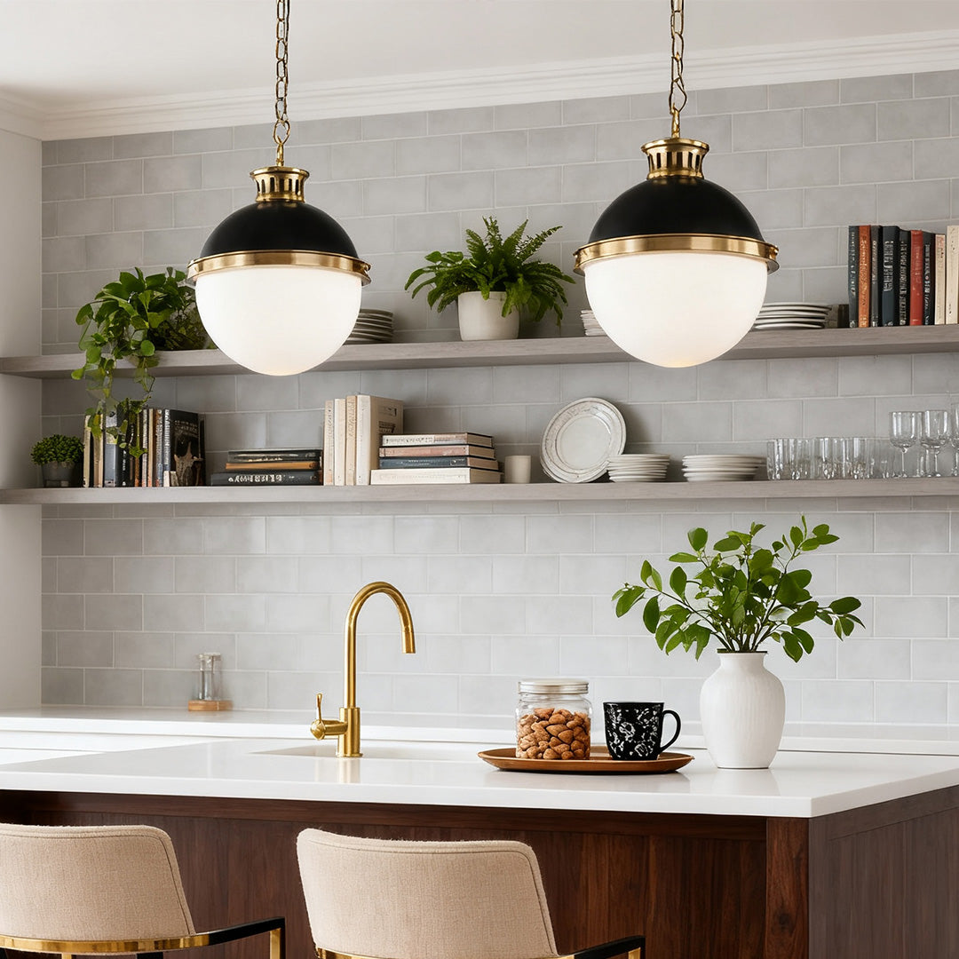 Ball Pendant Light with a Classic Glass Globe Elegant Ceiling Light