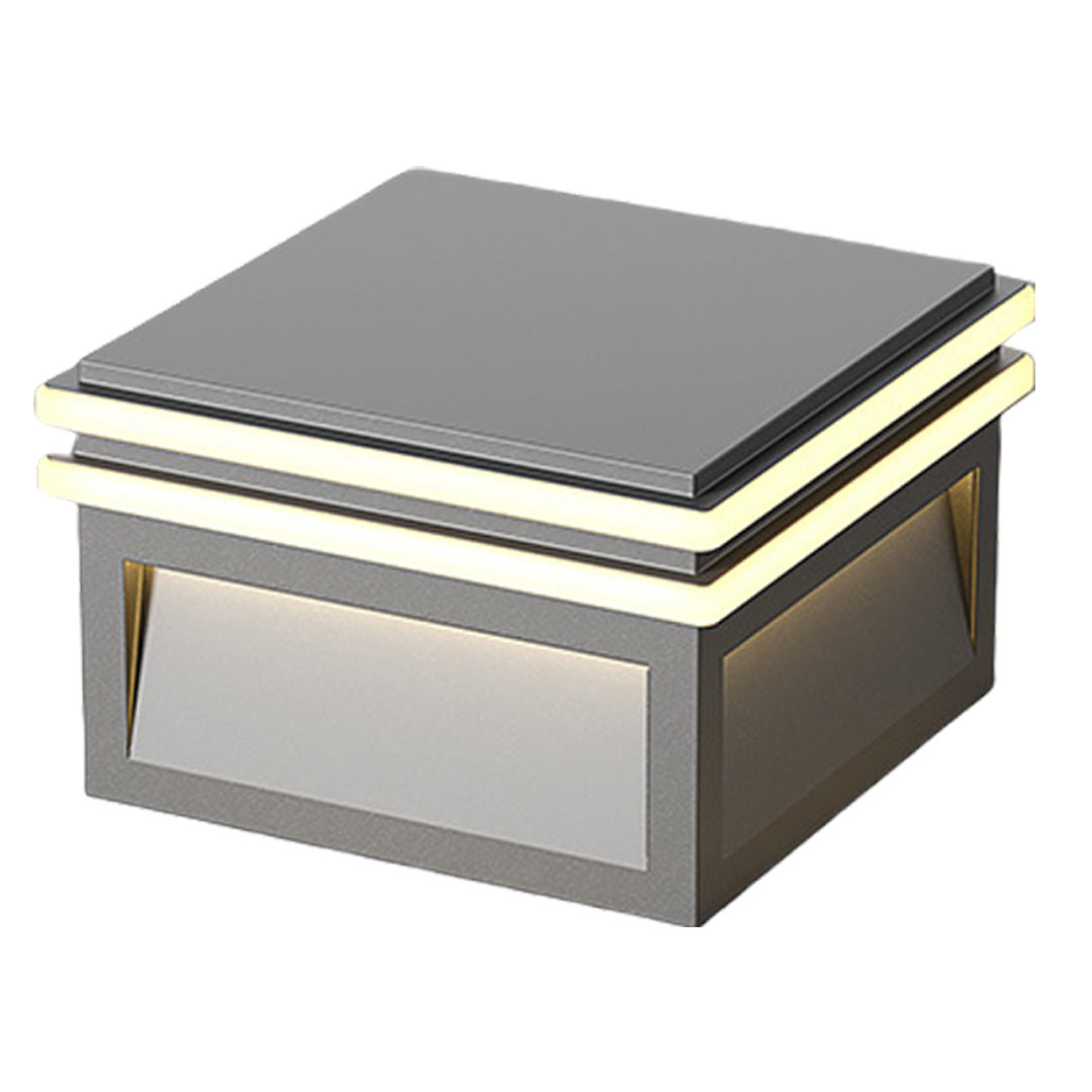 Metal Pillar Lights Minimalist Style Waterproof Square Pier Mount Lamp