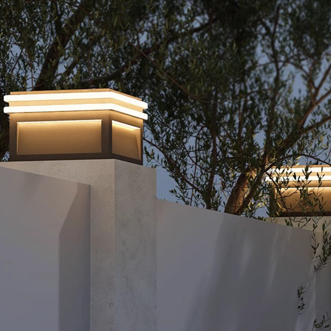 Metal Pillar Lights Minimalist Style Waterproof Square Pier Mount Lamp