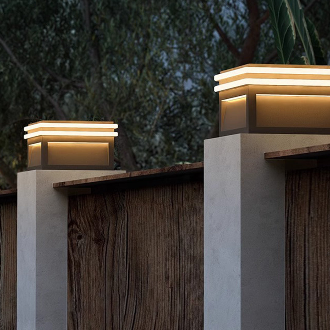 Metal Pillar Lights Minimalist Style Waterproof Square Pier Mount Lamp