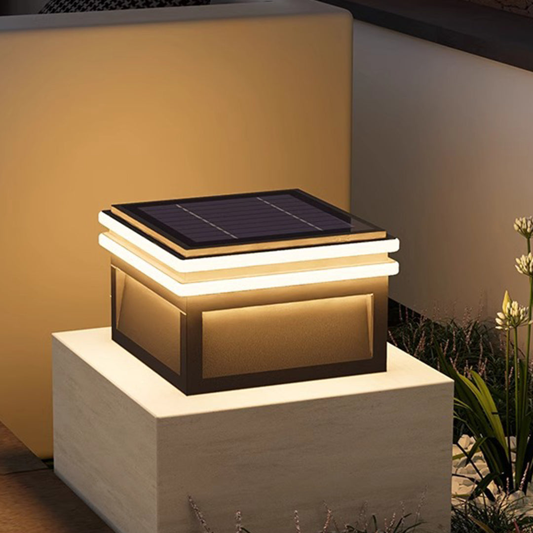 Metal Pillar Lights Minimalist Style Waterproof Square Pier Mount Lamp