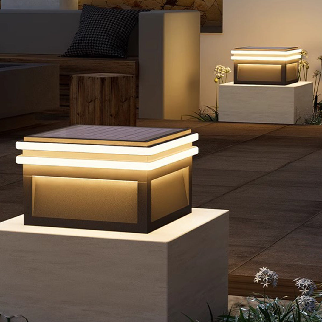 Metal Pillar Lights Minimalist Style Waterproof Square Pier Mount Lamp
