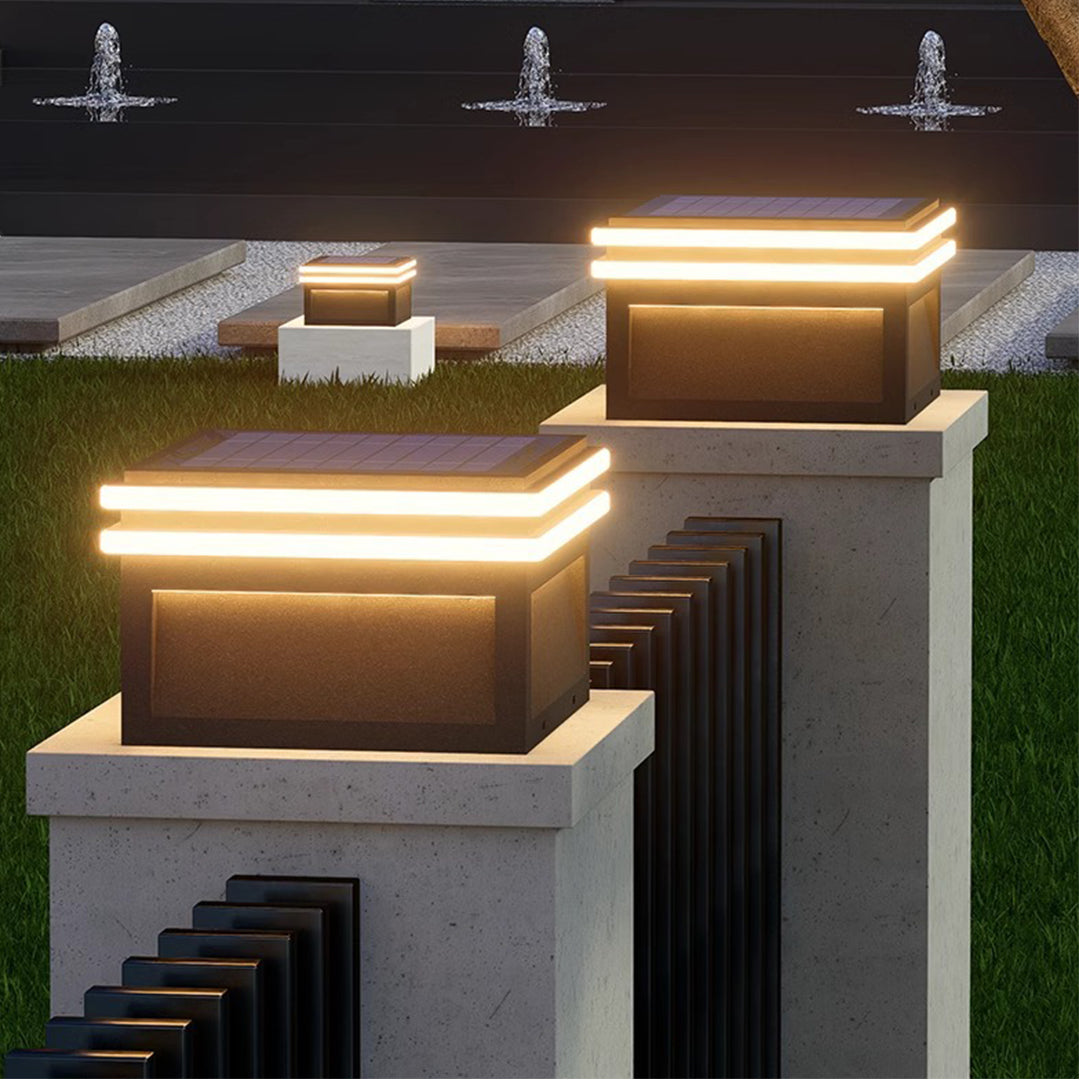 Metal Pillar Lights Minimalist Style Waterproof Square Pier Mount Lamp