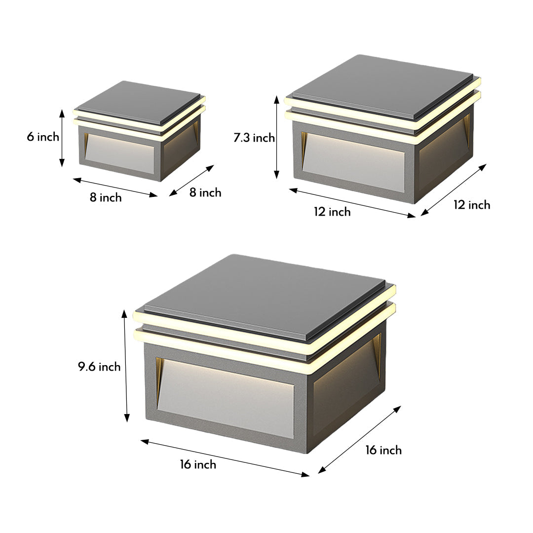 Metal Pillar Lights Minimalist Style Waterproof Square Pier Mount Lamp