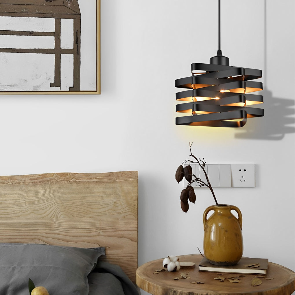 Metal Ribbon Pendant Light Vintage Industrial Style Ceiling Light
