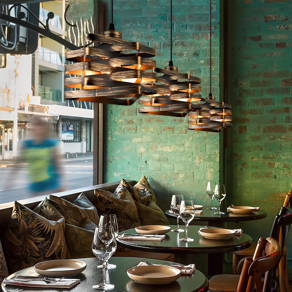 Metal Ribbon Pendant Light Vintage Industrial Style Ceiling Light