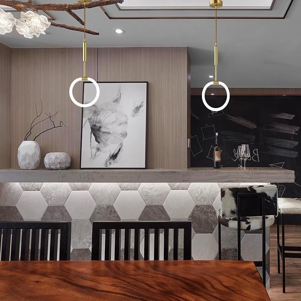 Circle LED Gold Modern Pendant Light Hanging Lamp Ceiling Lights