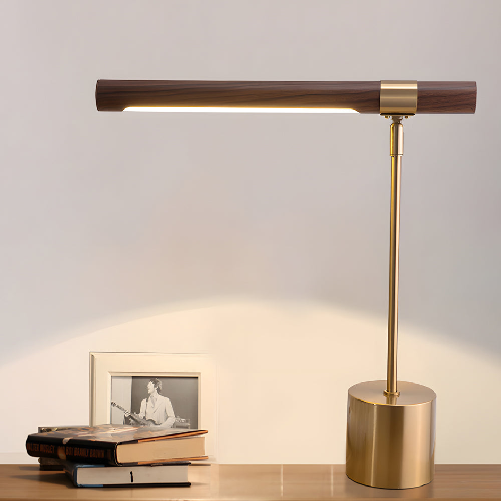 Mid Century Modern Wood and Brass Lamp Linear LED Lamp