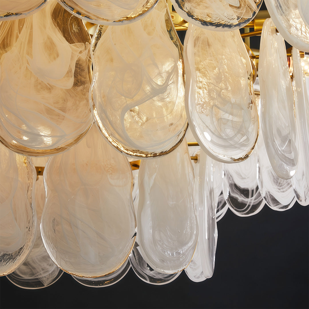 Midcentury Modern Chandelier Full-Copper Glass Ceiling Light