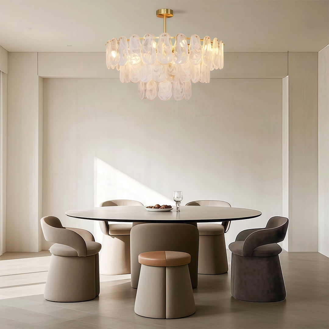 Midcentury Modern Chandelier Full-Copper Glass Ceiling Light