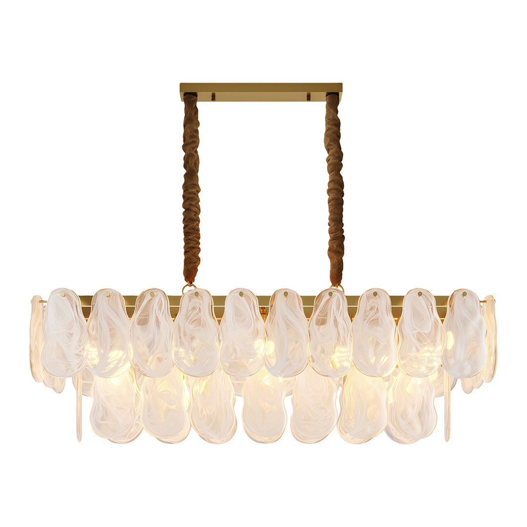 Midcentury Modern Chandelier Full-Copper Glass Ceiling Light