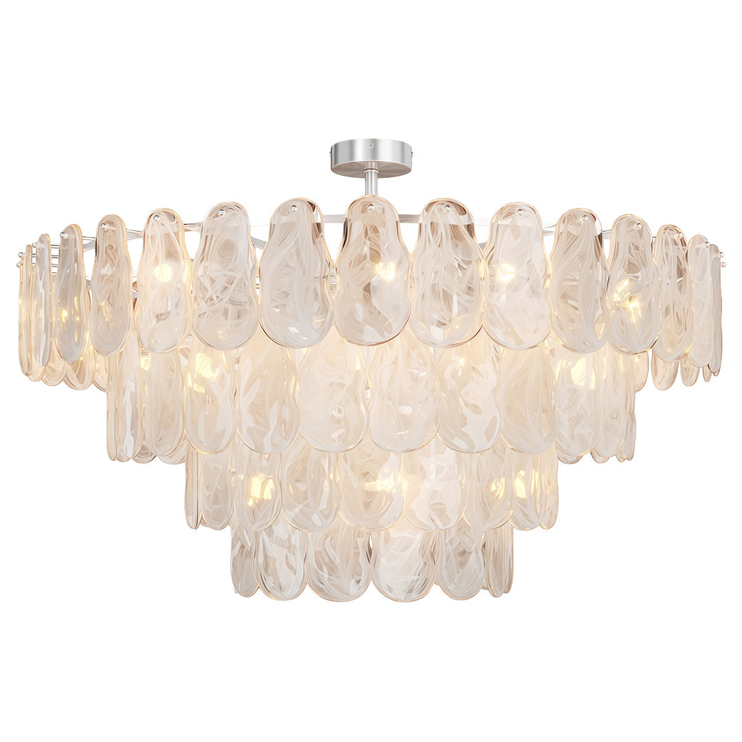 Midcentury Modern Chandelier Full-Copper Glass Ceiling Light