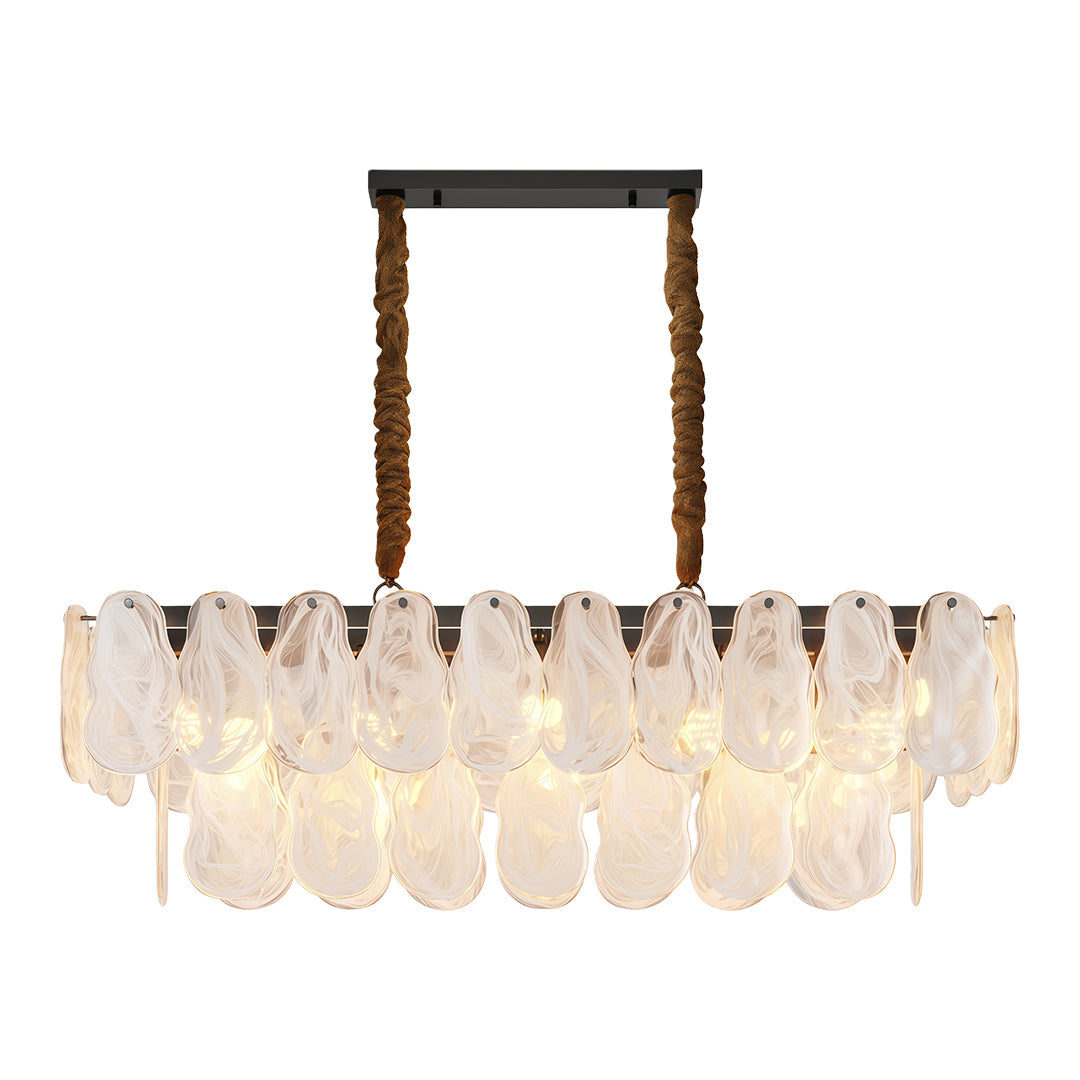 Midcentury Modern Chandelier Full-Copper Glass Ceiling Light