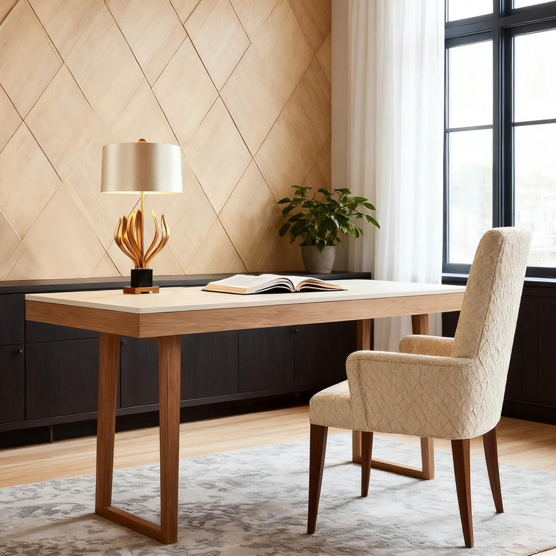 Vintage Metal Fabric Shade Table Lamp