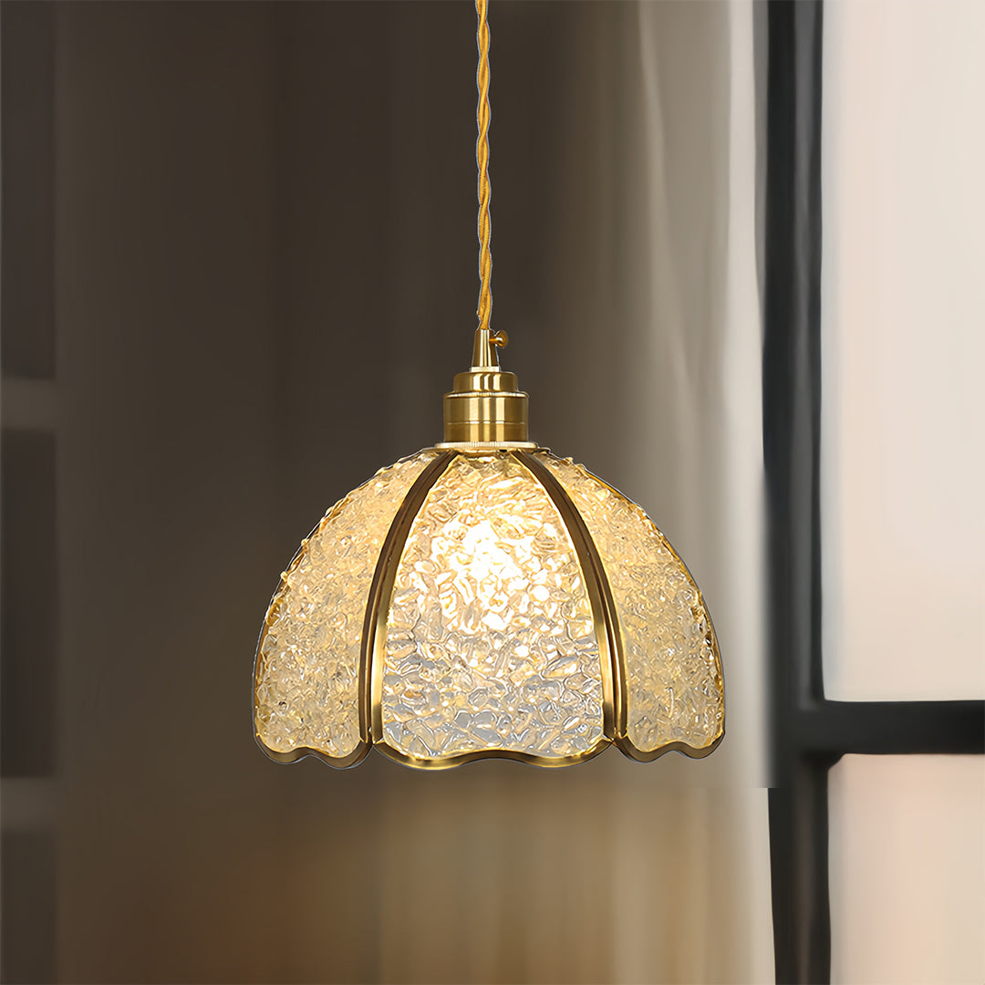 Small Crystal Pendant Light Vintage Full Copper Ceiling Light