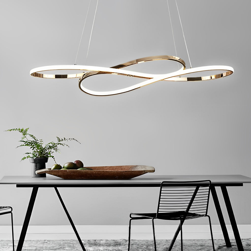 [Open-Box] Wavy Double 8-shaped LED Stepless Dimming Nordic Chandelier Hanging Lamp