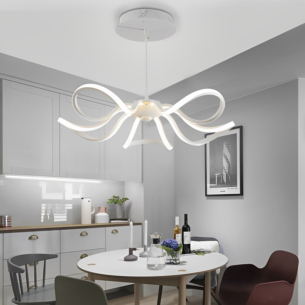 LED Ribbon Chandelier Petal Curve Metal Ceiling Light