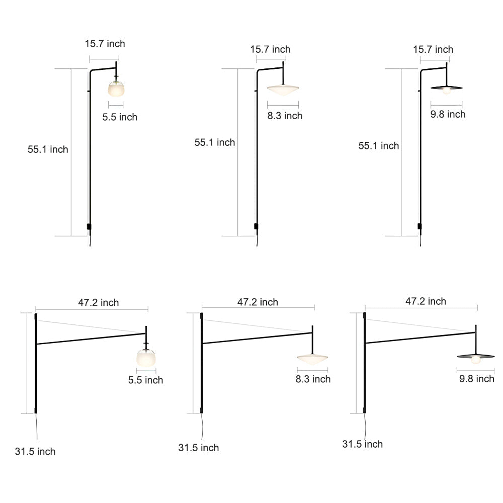 [Open-Box] Minimalist Metal Long Pole Arm Tempo LED Wall Sconce