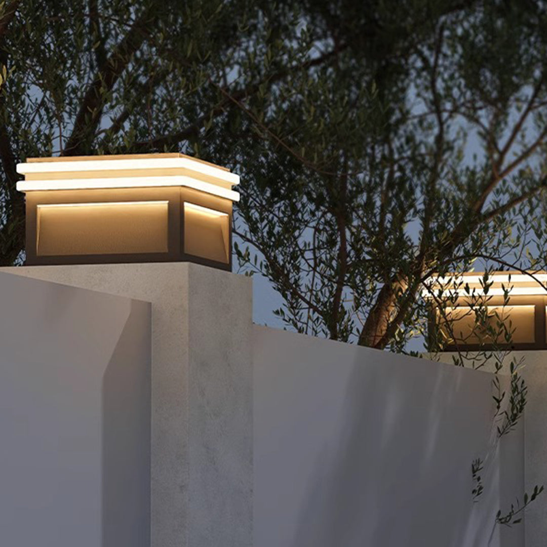 Metal Pillar Lights Minimalist Style Waterproof Square Pier Mount Lamp