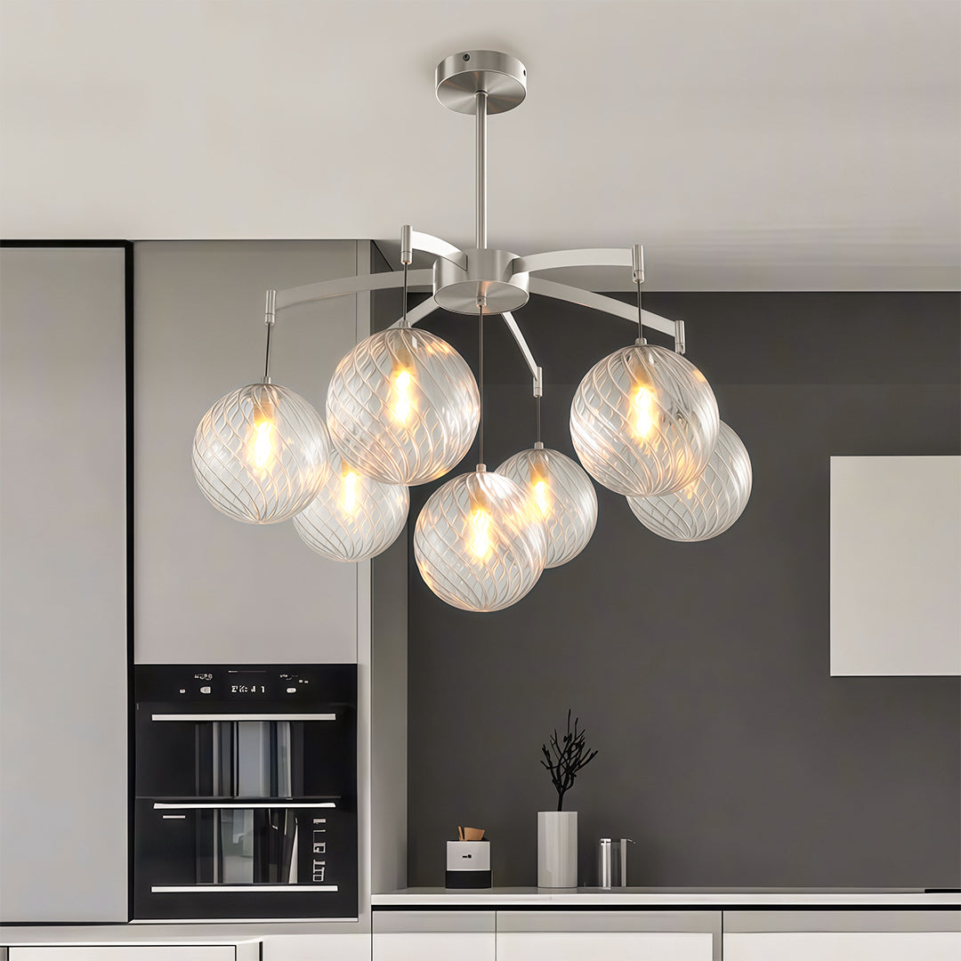 Modern Glass Ball Chandelier Full Copper Ceiling Light