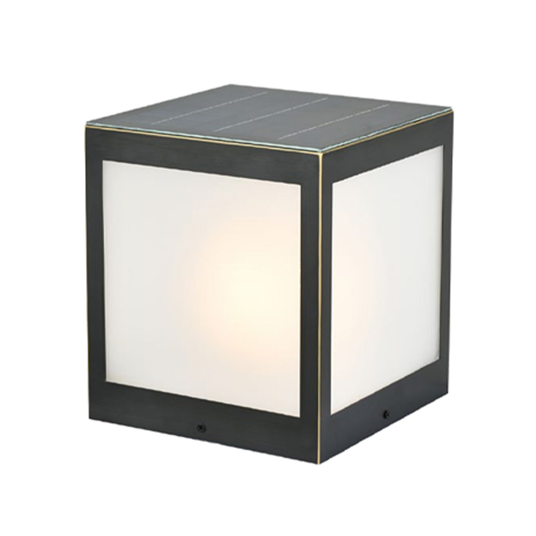 Solar Outdoor Pillar Lights Copper Glass Square Light