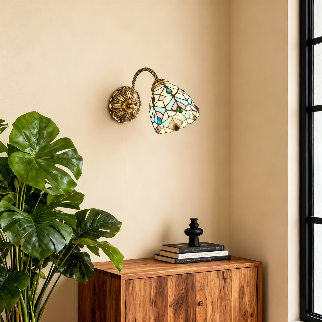 Stained Glass Wall Sconce Lighting American Country-Style Lamp