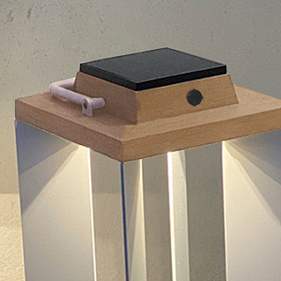 Solar Wooden White Outdoor Lantern Modern Outdoor Multi-Purpose Lights