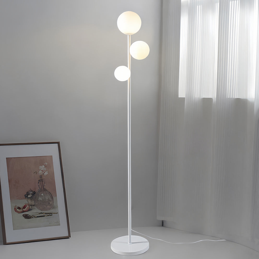 3 Lights Floor Lamp Gold Black White Modern Globe Standing Lamp