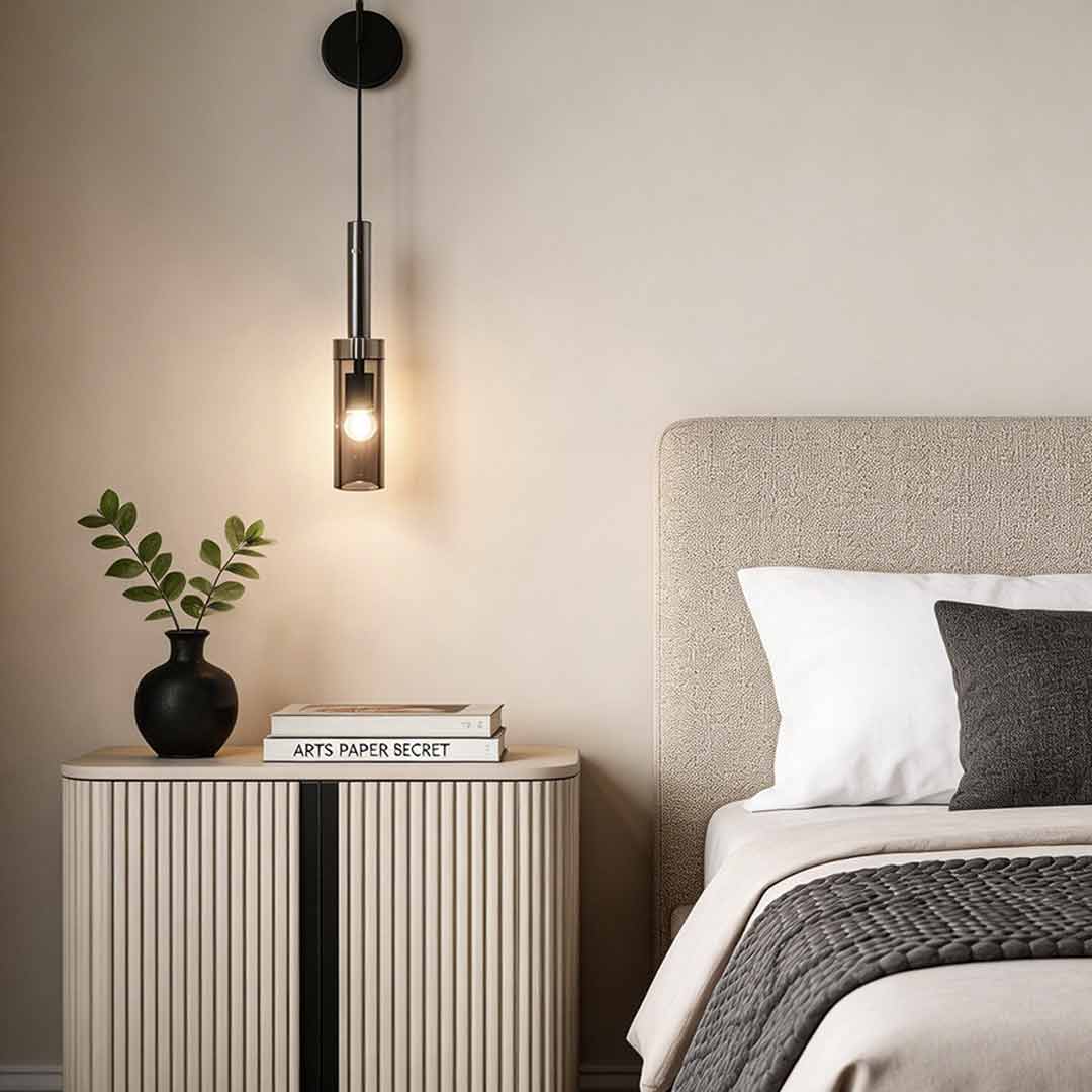 Bedside Hanging Wall Lamp Black Modern Copper Lighting