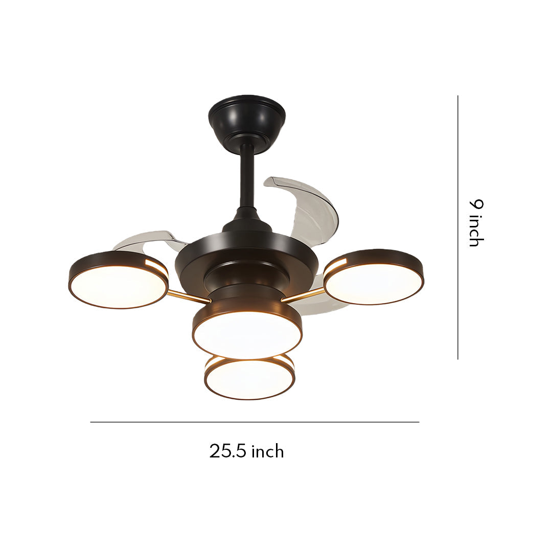Ceiling Fan with Four Lights French Vintage Iron Art 3-Blade Fan Lamp