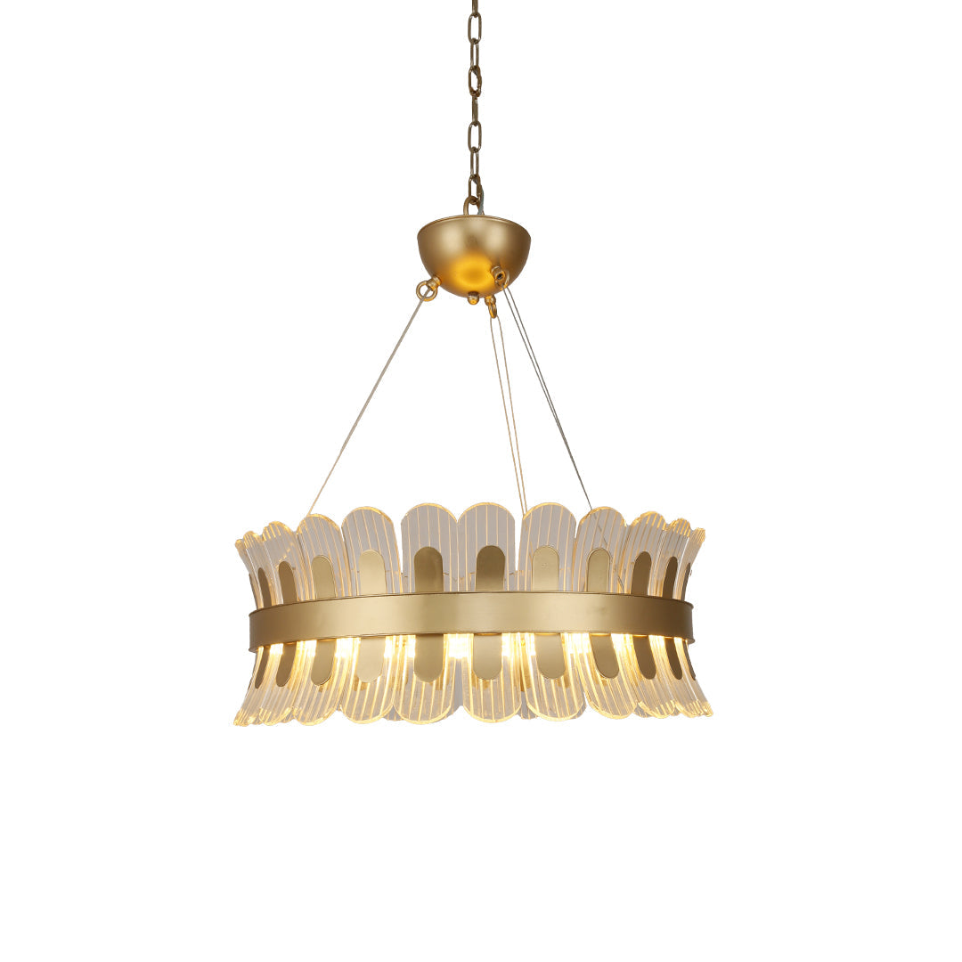 Gold Light Chandelier Round LED Luxury Adjustable Ceiling Light