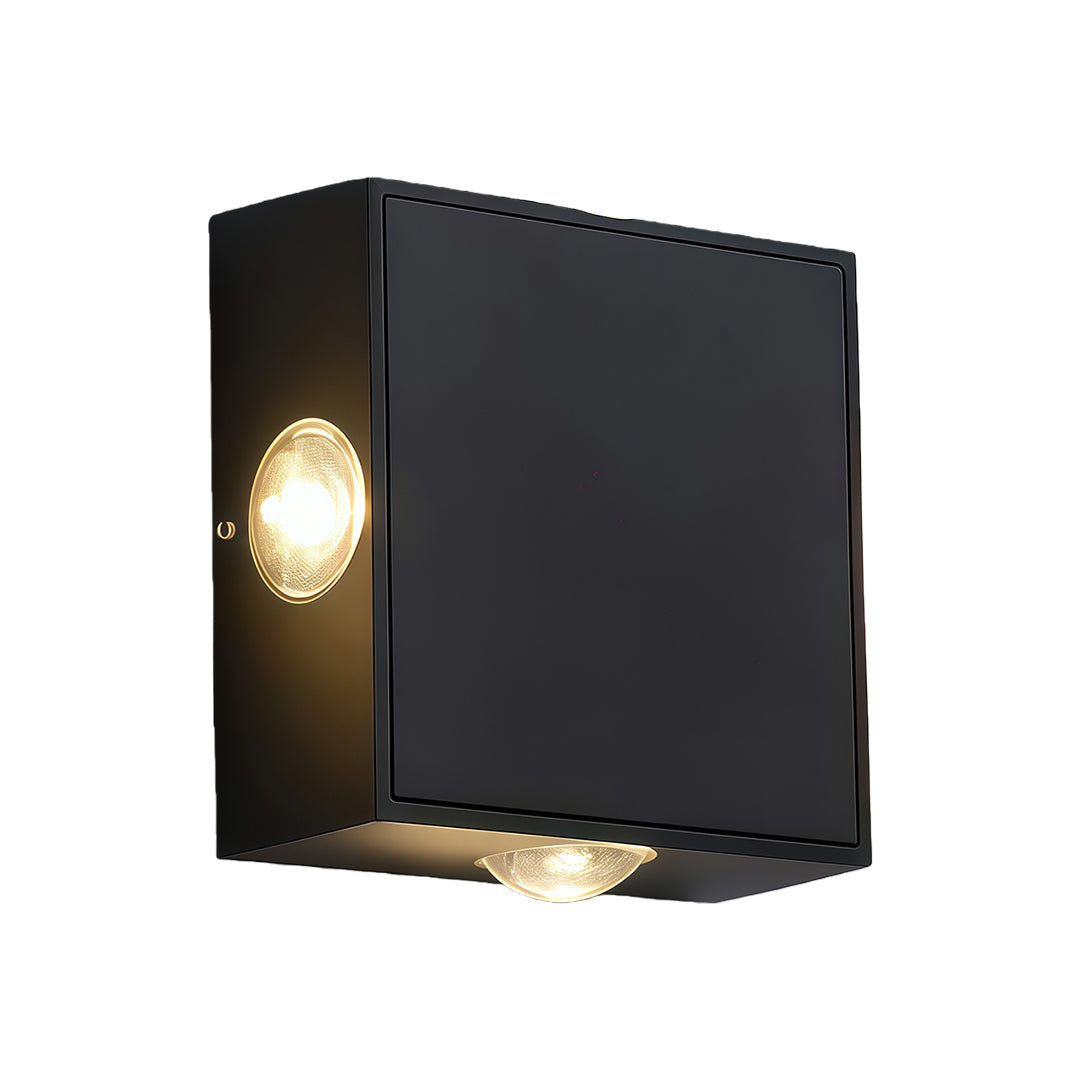 Black Outdoor Sconce Light LED Waterproof Square Quad-Sided Lamp