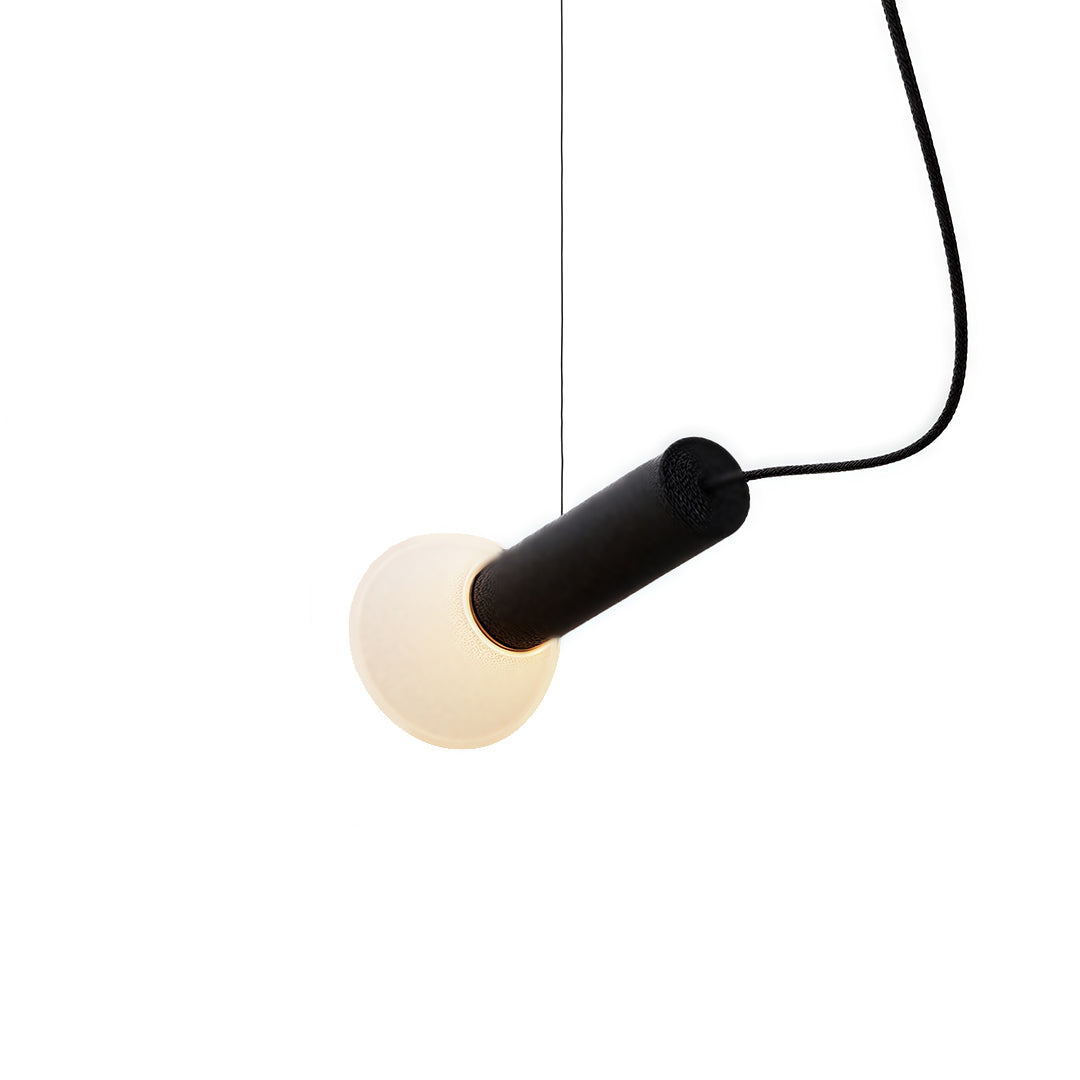 Black Small Pendant Light Cylindrical Design Ceiling Light