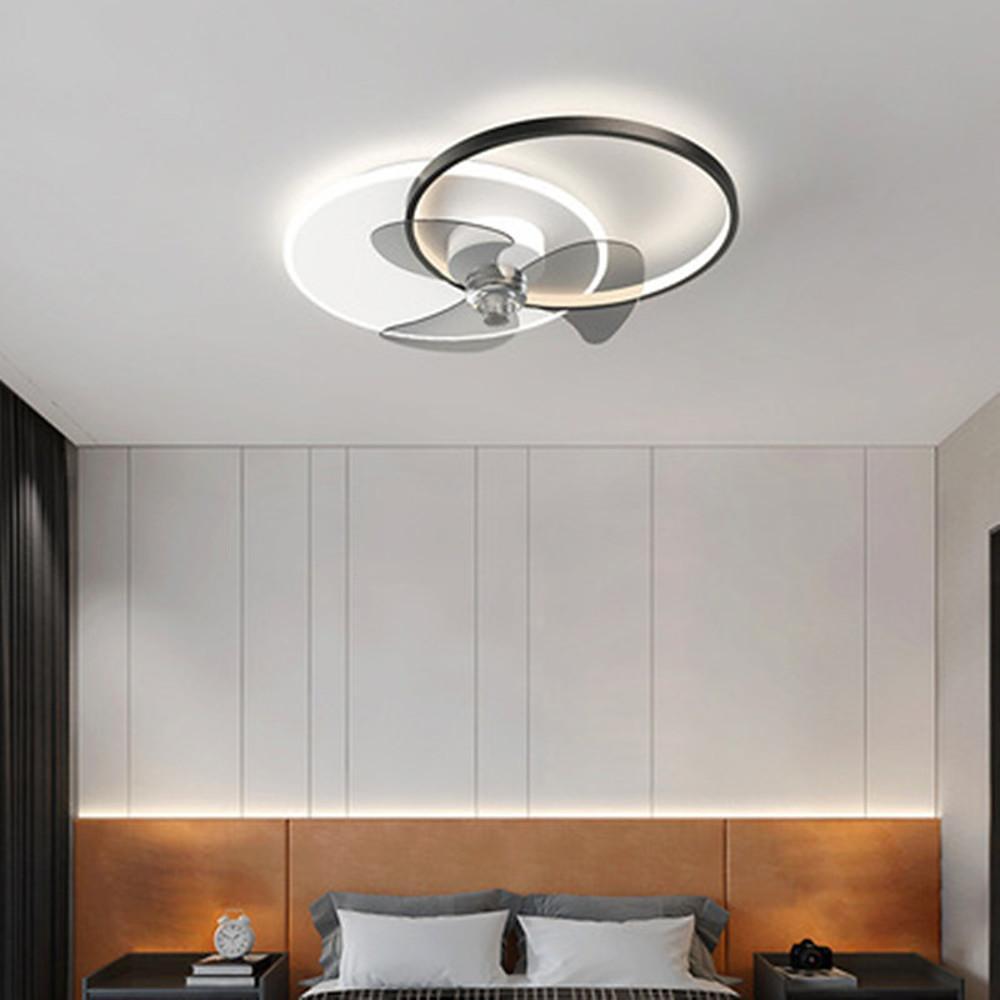 Black and White Ceiling Fans with Lights Modern Metal Light