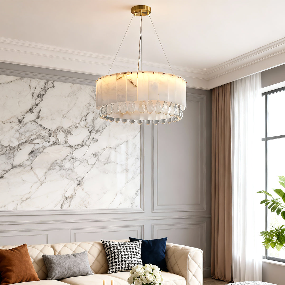 Modern Brass Chandelier Luxury Cloud Stone Ceiling Light