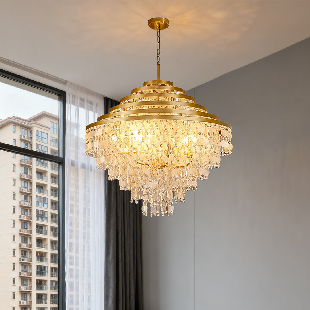 Hanging Shell Chandelier Glamorous Artistic Gyro Ceiling Light