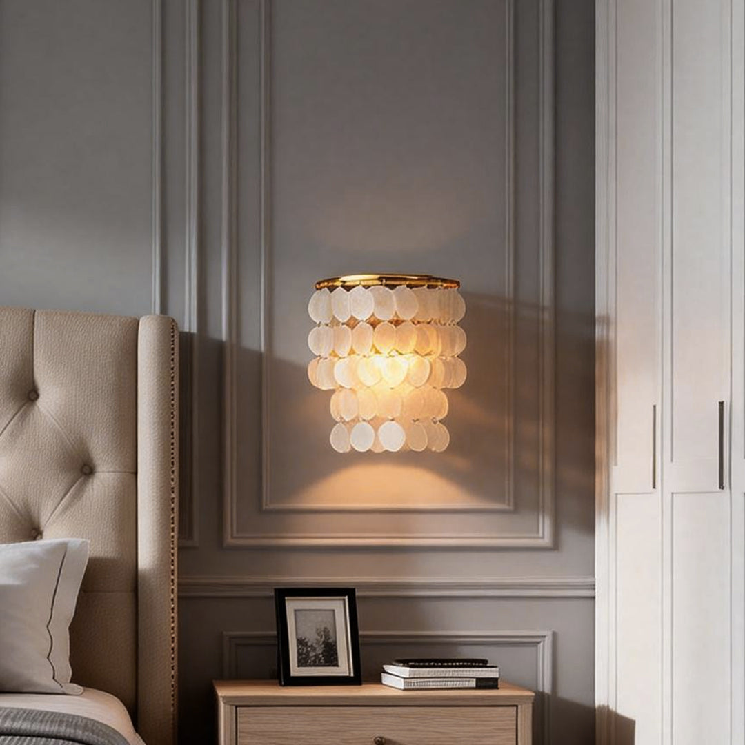Capiz Shell Wall Sconces Modern Coastal LED Metal Light