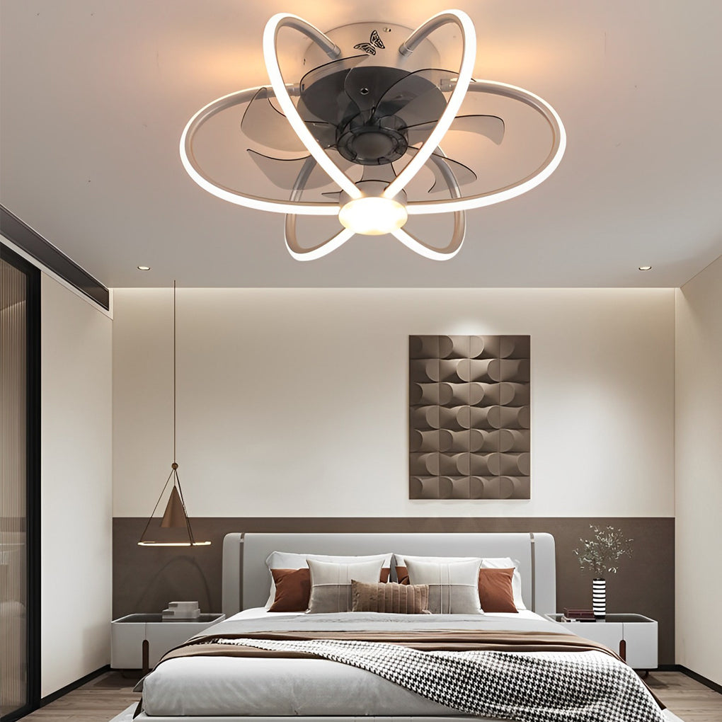 Modern Ceiling Fan and Light Smart Dimmable LED Light