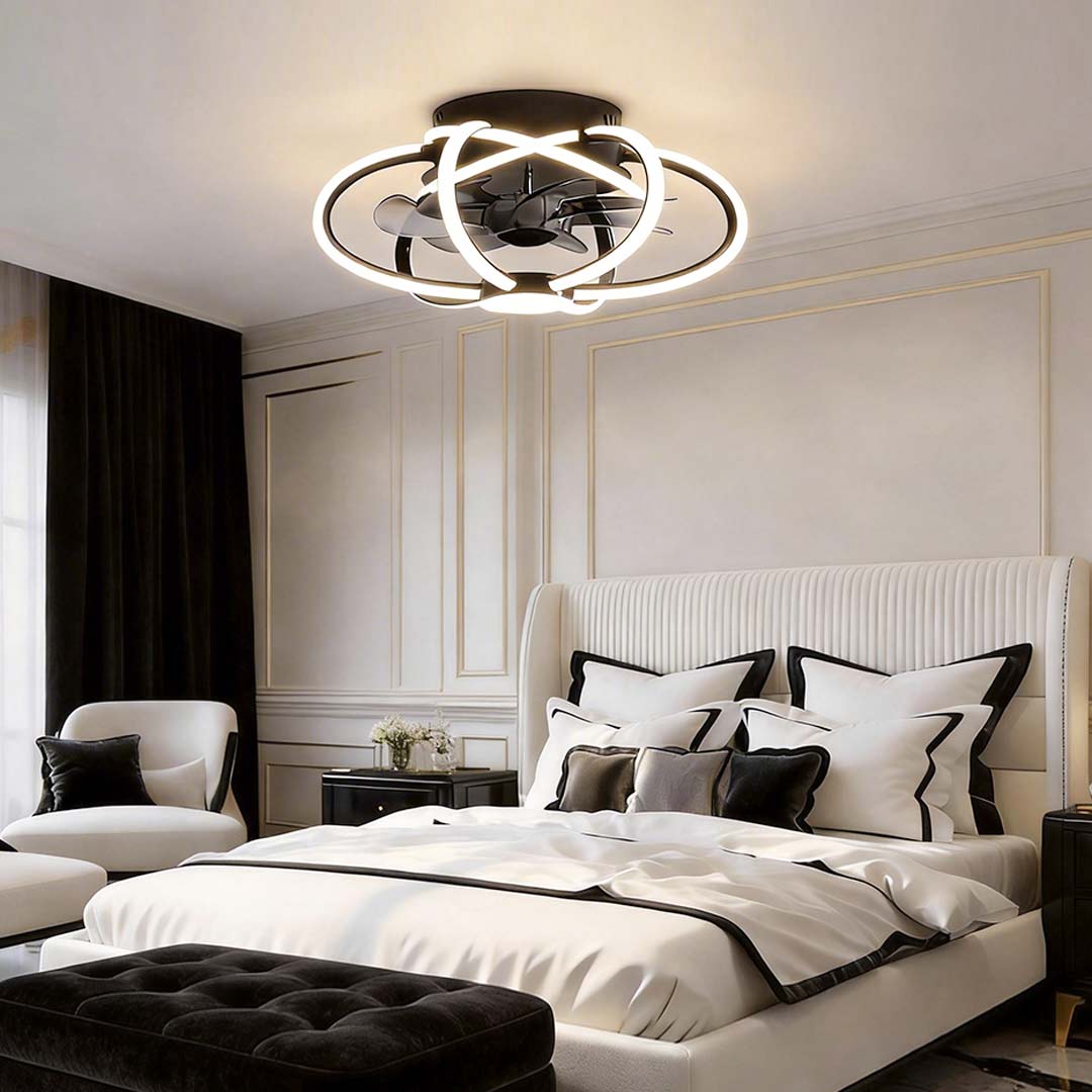 Modern Ceiling Fan and Light Smart Dimmable LED Light