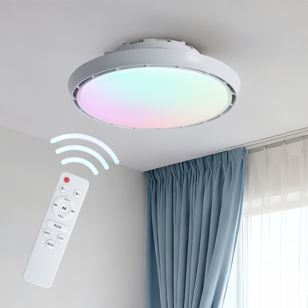 Ceiling Fan Modern with Light LED Simple Round Leafless Dimmable Lamp