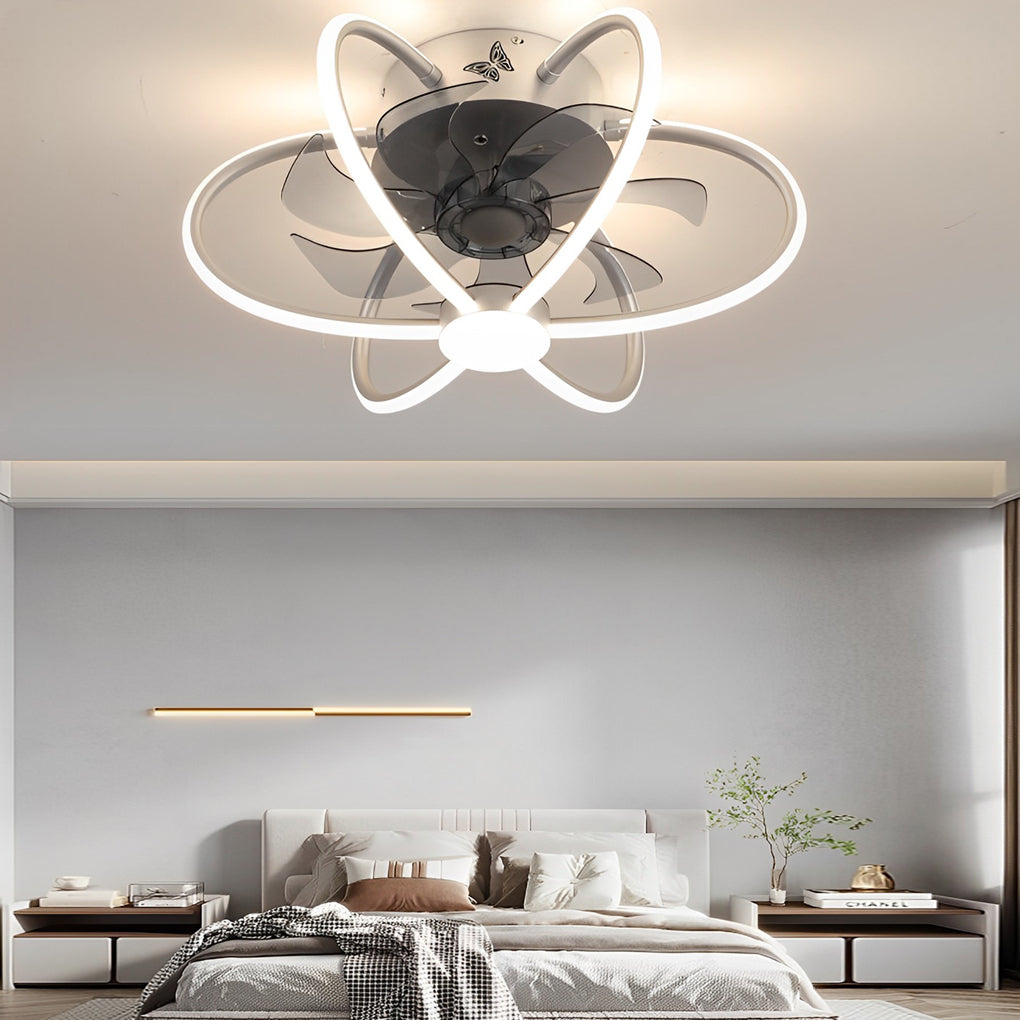 Modern Ceiling Fan and Light Smart Dimmable LED Light