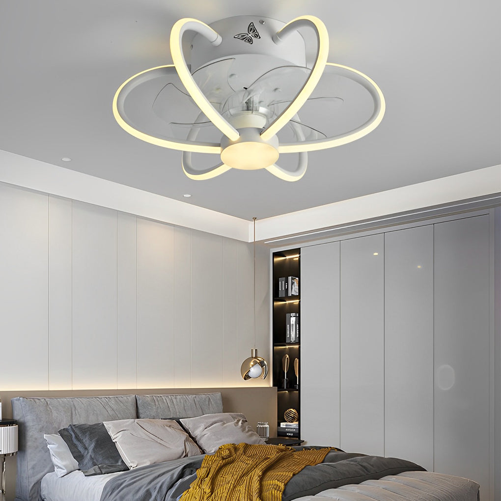 Modern Ceiling Fan and Light Smart Dimmable LED Light
