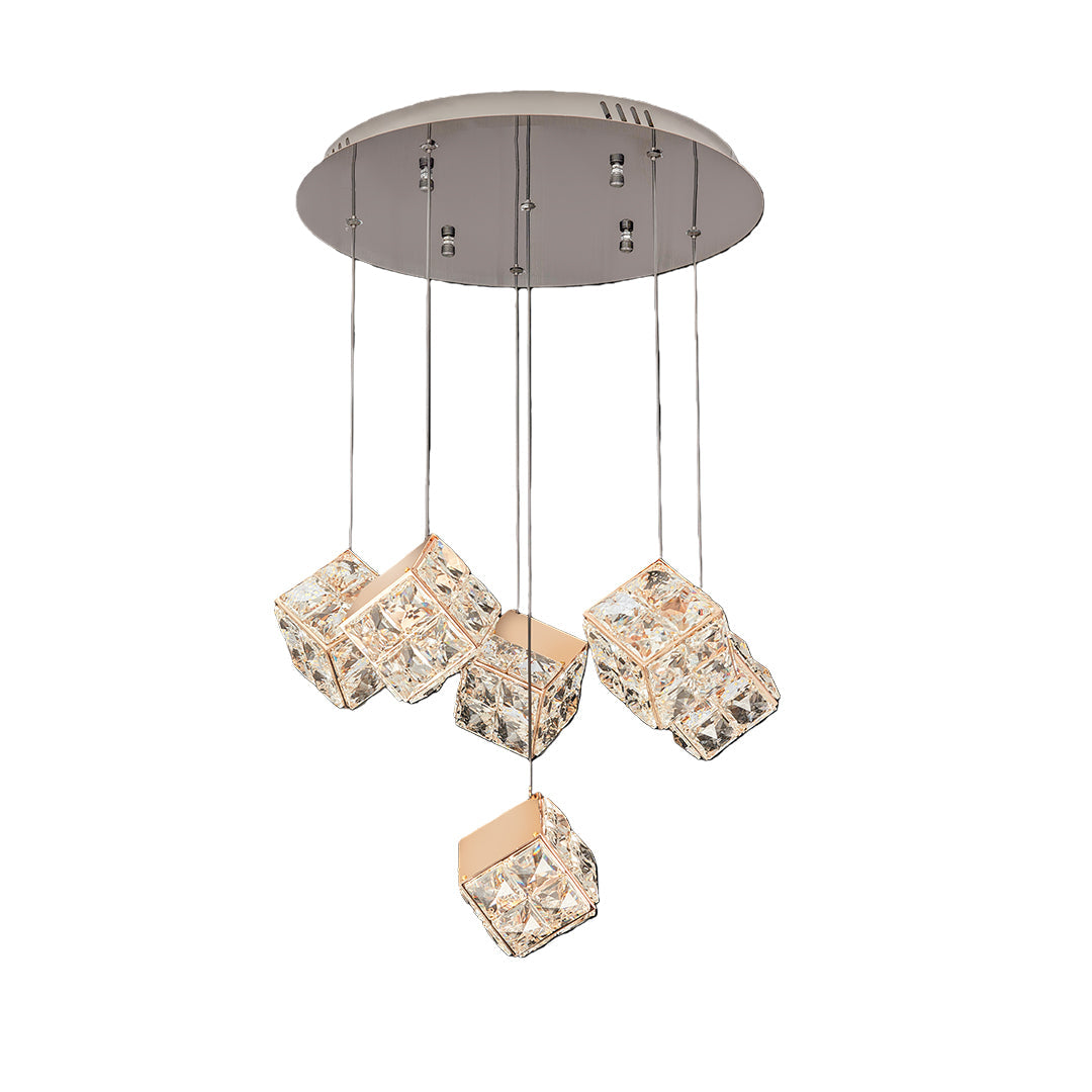 Chandelier with Crystals Rubik's Cube Luxury Ceiling Light
