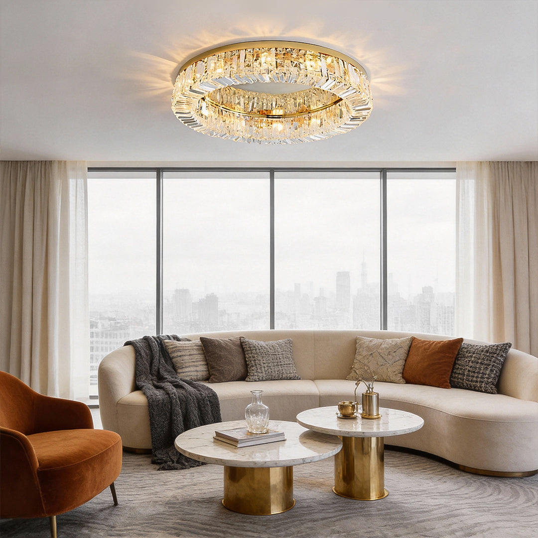 Modern Crystal Ceiling Light Elegant Ring-Shaped Light