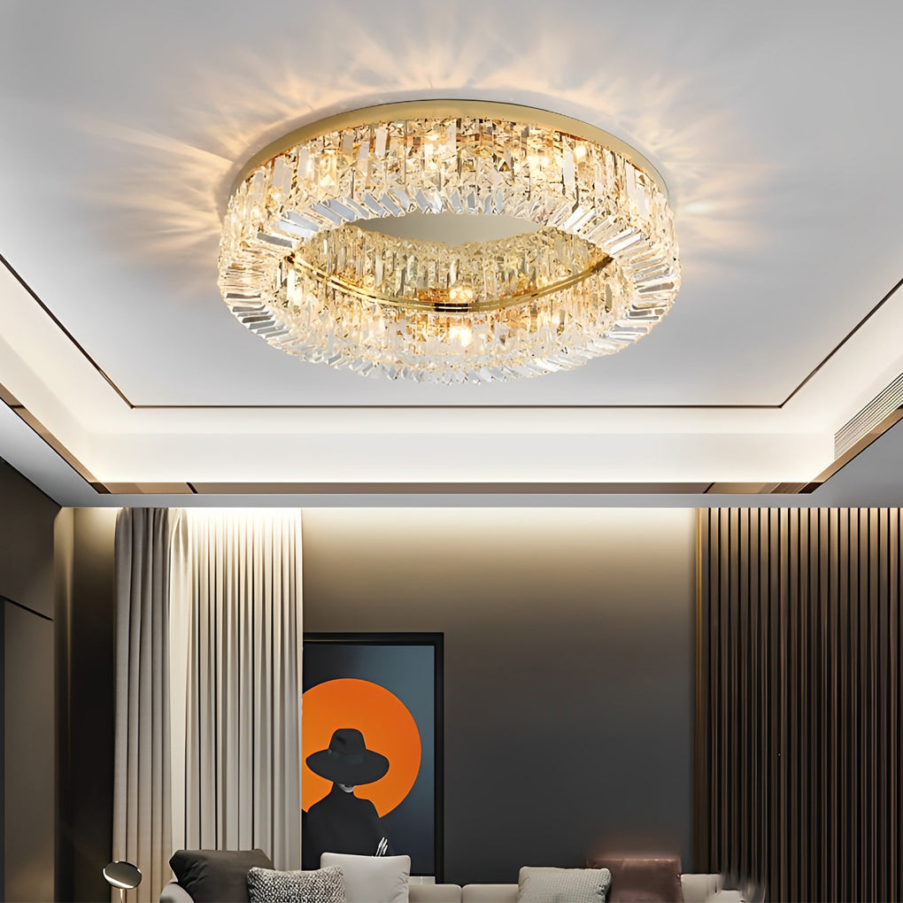 Modern Crystal Ceiling Light Elegant Ring-Shaped Light