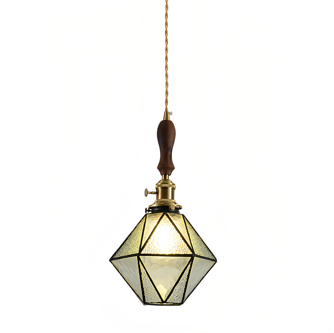 Diamond-shaped Pendant Light Vintage Brass Ceiling Light