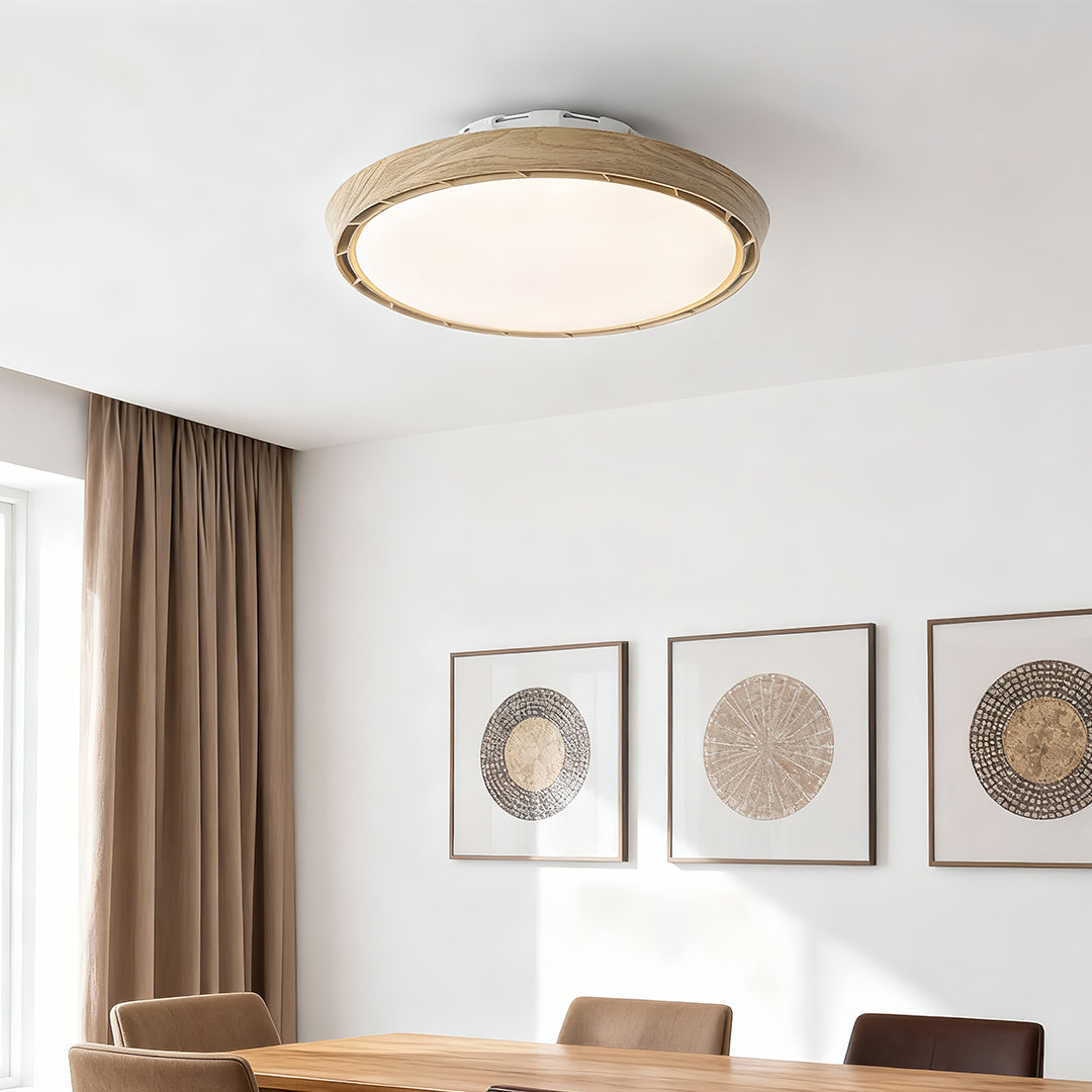 Ceiling Fan Modern with Light LED Simple Round Leafless Dimmable Lamp
