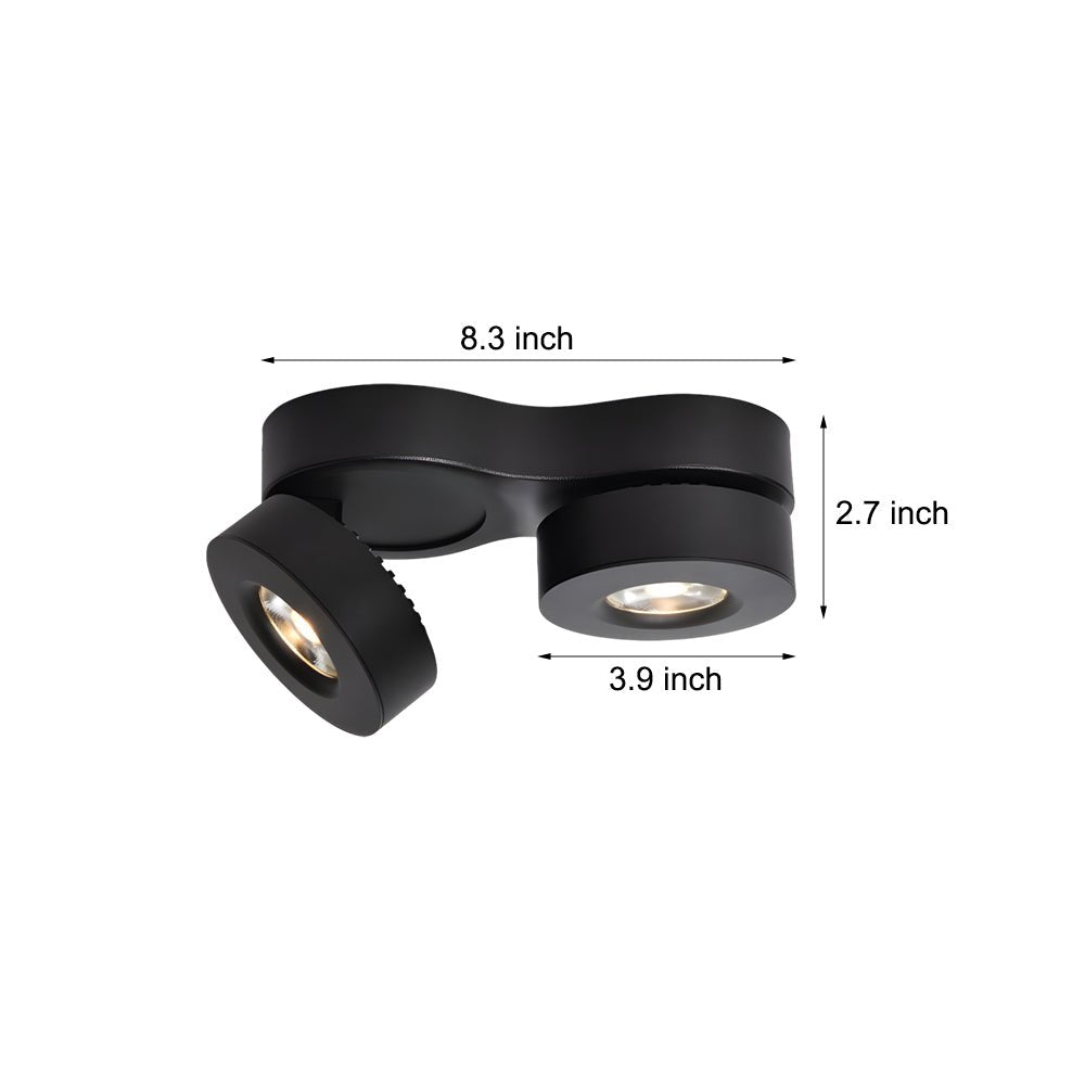 [Open-Box]Modern Double Head Rotating Folding Ceiling-Mounted Spotlight in Black/White