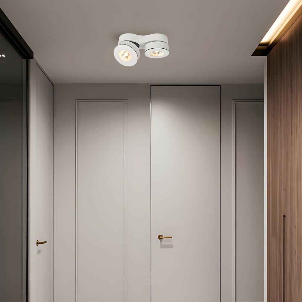 [Open-Box]Modern Double Head Rotating Folding Ceiling-Mounted Spotlight in Black/White